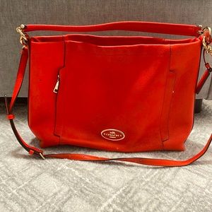 Coach Madison bag orange pebbled leather